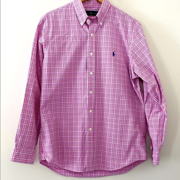 Ralph Lauren Other - Ralph Lauren Men's Pink Checkered Plaid Long Sleeve 100% Cotton Shirt Size L